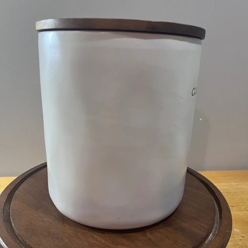 Hearth & Hand Magnolia Cream Stoneware Cookie Jar with Wood Lid Modern Farmhouse